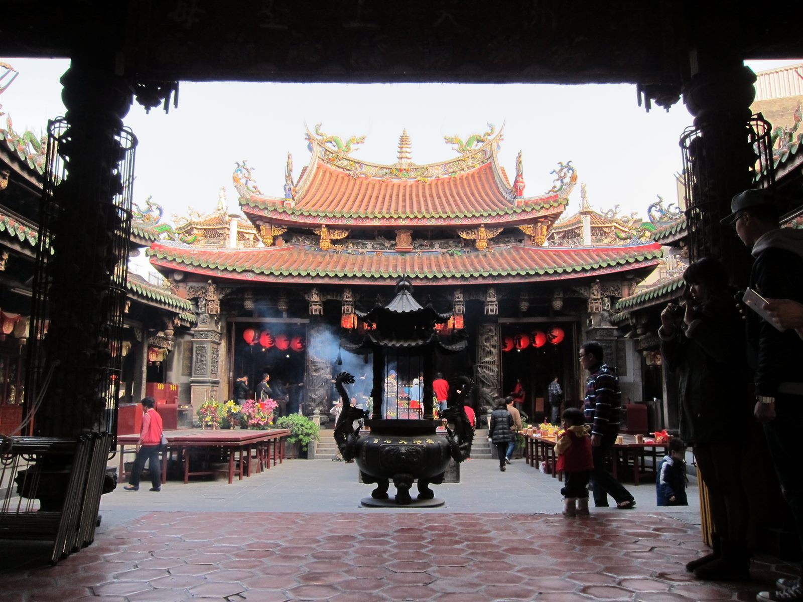 The ornate front facade of Lukang Tianhou Mazu Temple, founded in 1591, the oldest Mazu shrine in Taiwan