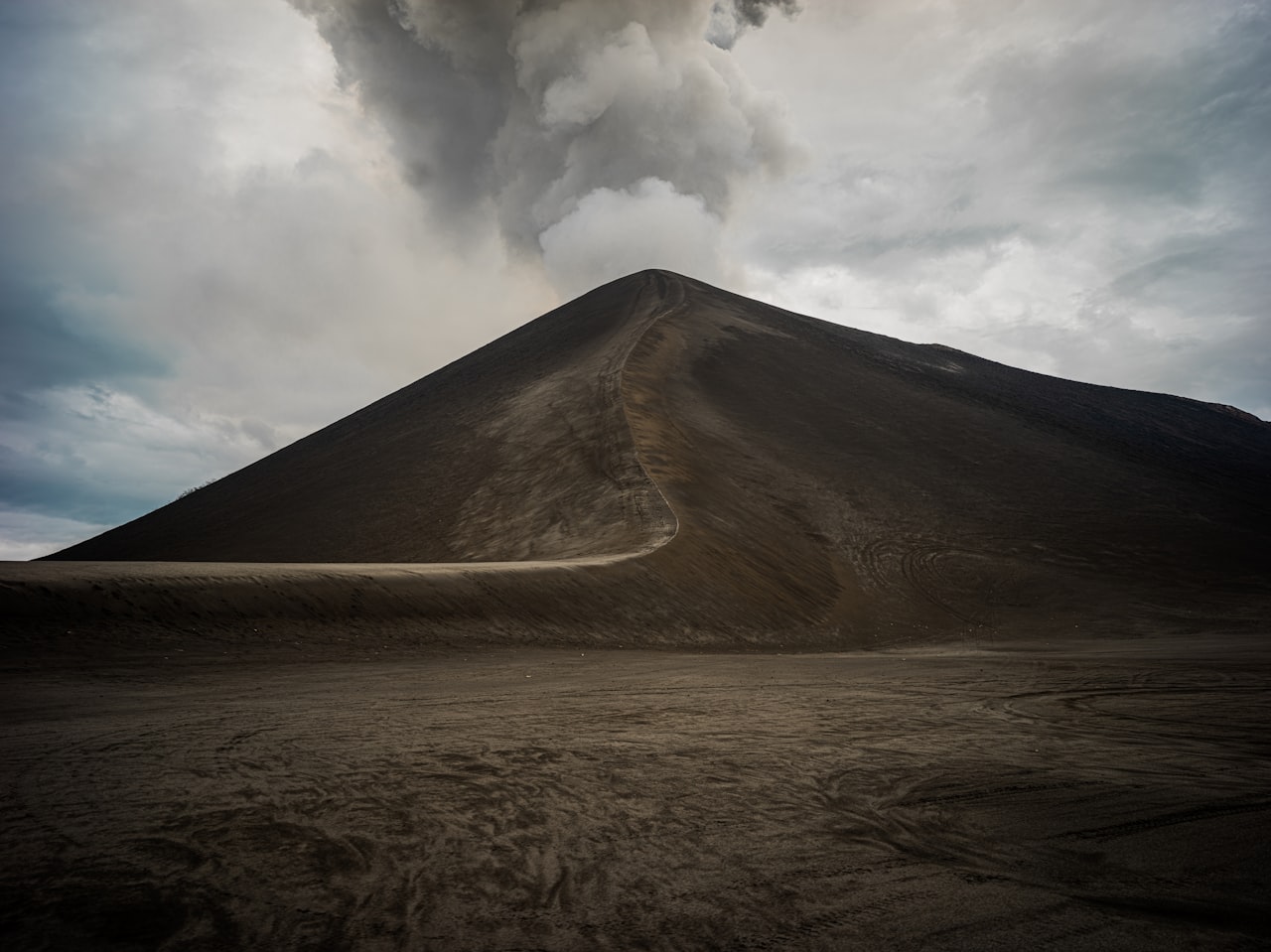 Active Mount Yasur volcano glowing at night, Vanuatu