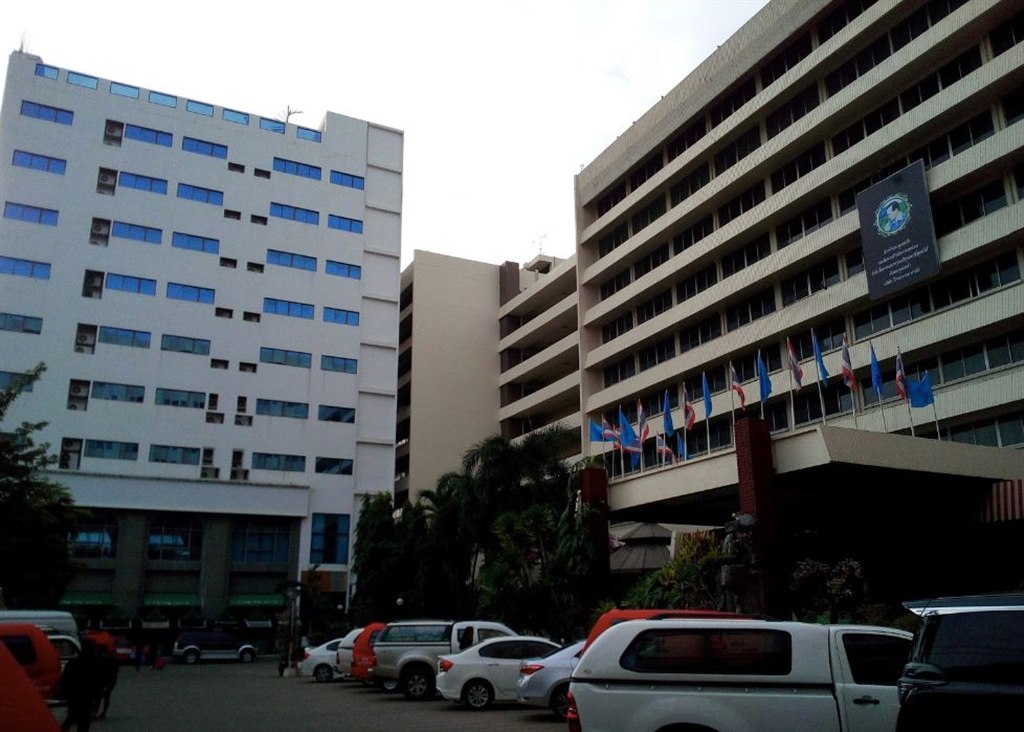 The multi-building facade of Whale Hotel Nakhon Pathom seen from the front courtyard