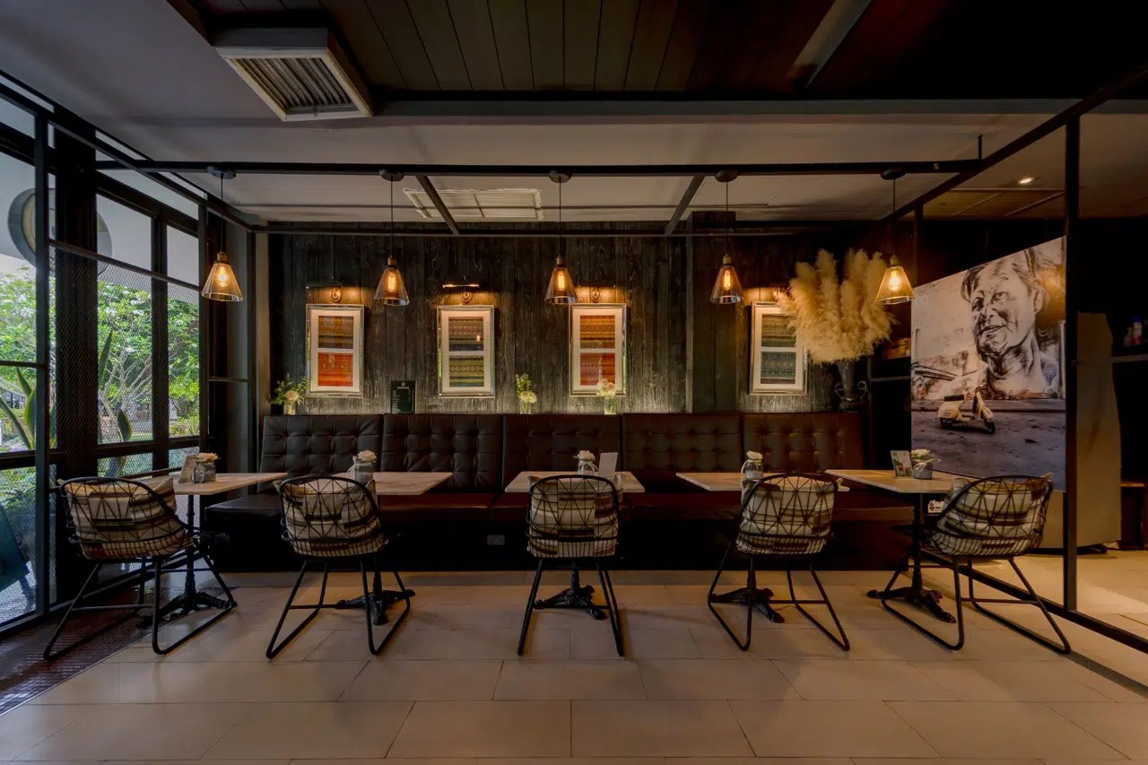 Pink Lotus Restaurant interior with dark wood and contemporary Thai styling